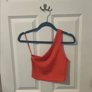 American Eagle Outfitters Orange Asymmetrical Crop Tank Top